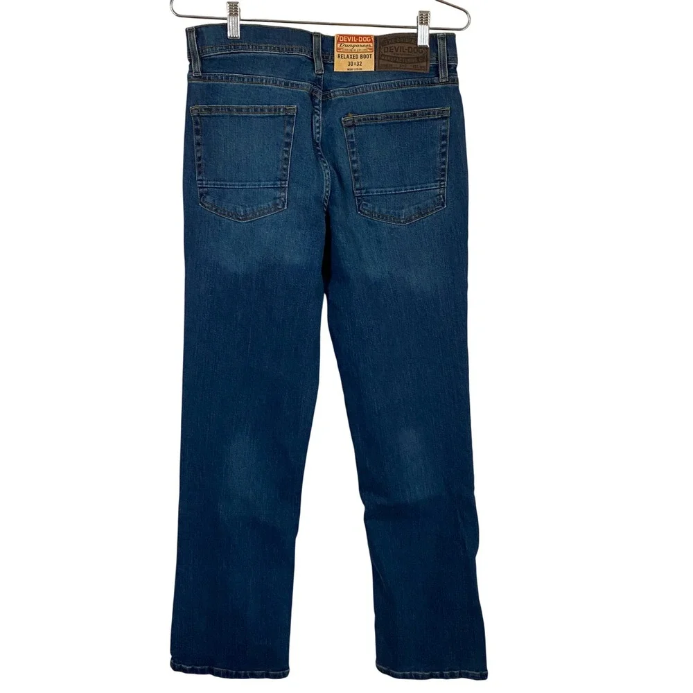 Devil-Dog Dungarees Mens Relaxed‎ Bootcut Performance Jeans Blue 30x32 NWT